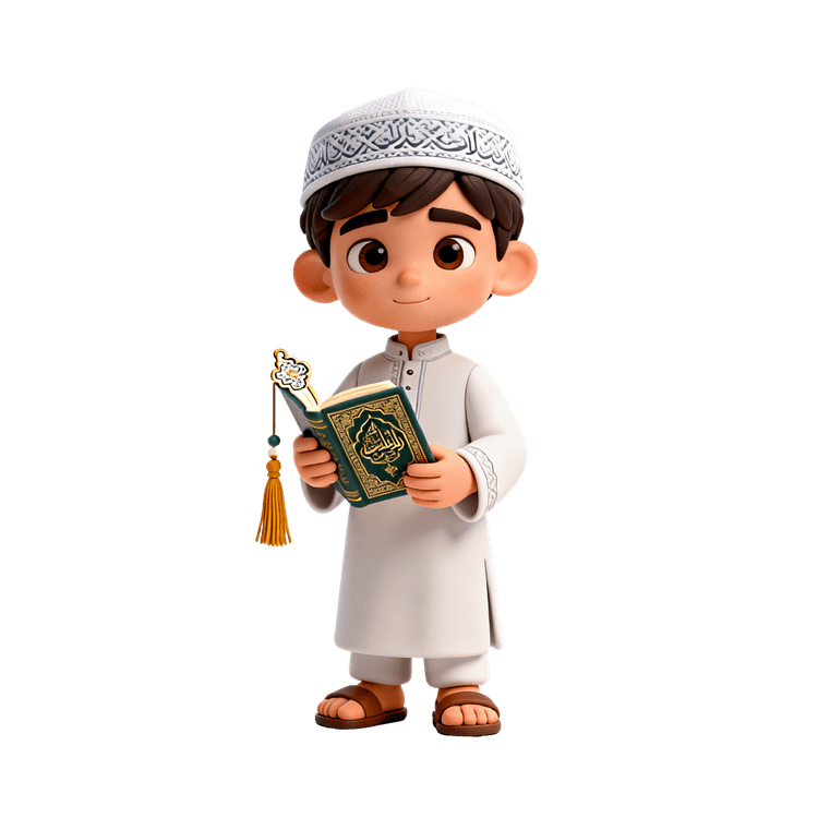 A young Muslim holding the Qur'an